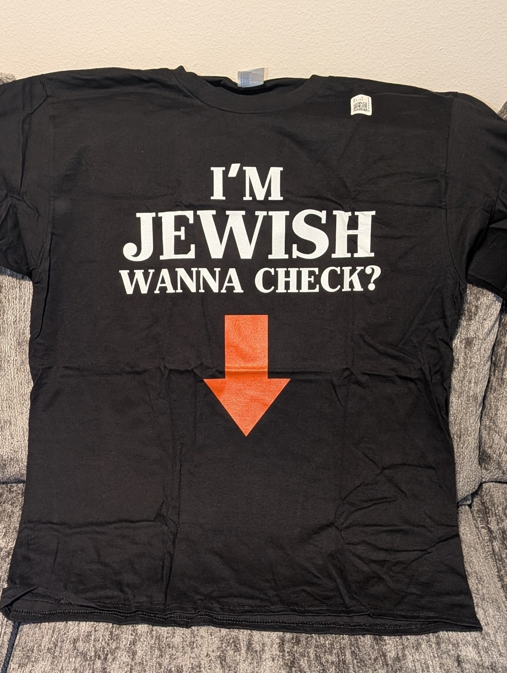 NWT, Black, Short Sleeve"I'm Jewish, Wanna Check?"T-shirt - Men's Size Large